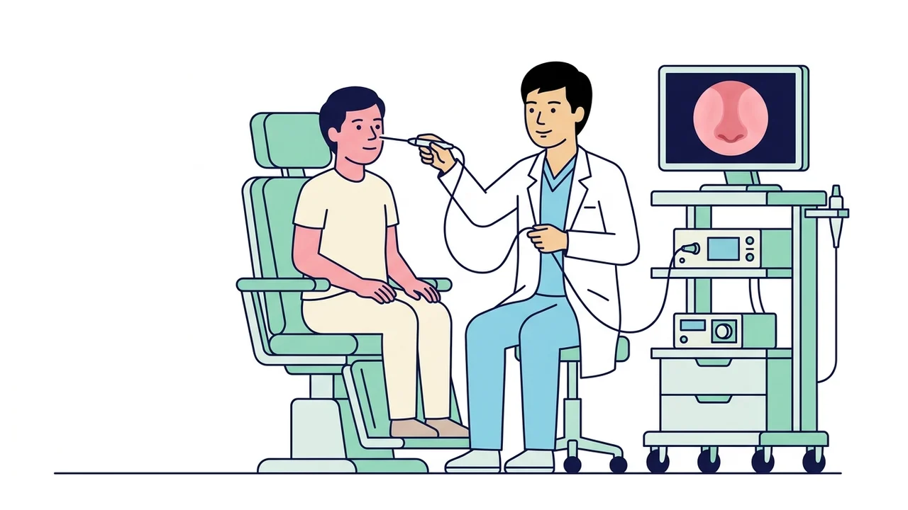 Bác sĩ Tai Mũi Họng khám nội soi kiểm tra hốc mũi cho người bệnh